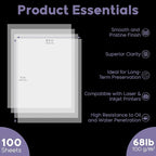 Vellum Paper 8.5 x 11 Translucent Printable, 100 Sheet（100gsm/68lb Vellum Tracing Paper, Translucent Vellum Paper for Invitation, Greeting Cards, Tracing Paper Pad for Drawing, Sketching, Writing