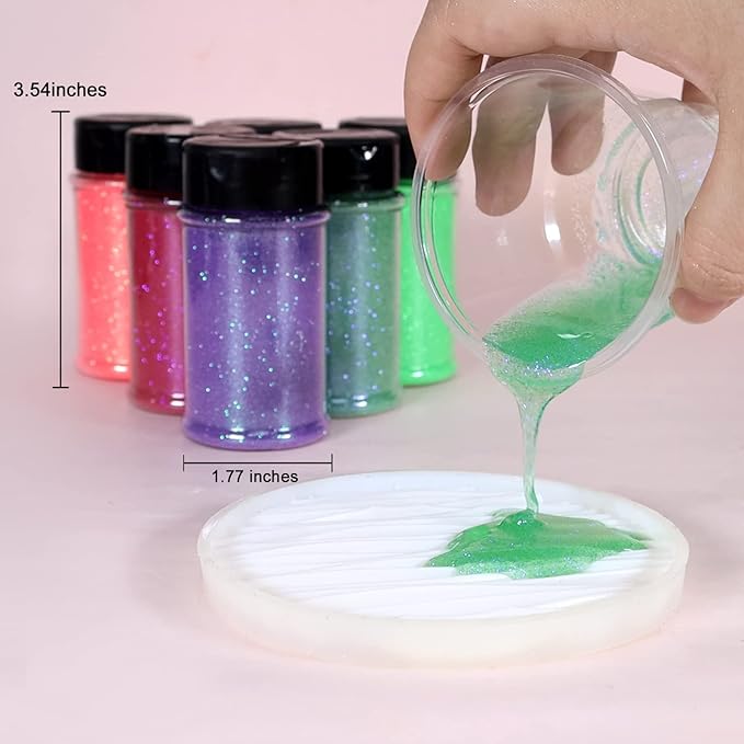 Renfio Iridescent Ultra Fine Glitter Powder Resin Supplies Glitters 1.94 Oz (55g) PET Flake Crafts Sequins 1/128" 0.008" 0.2mm Epoxy Chips Flakes for Tumbler Slime Olympic Decorations - Colorful White