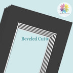 MBC Mat Board Center, 5 Pack 8.5X11 for 6X8 Black Picture Mats Frame Mattes, Bevel Cut, Acid Free, 4-Ply Thickness