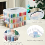 Douorgan 3-Tier Diamond Painting Storage Containers Portable Bead Organizer and Storage Box Stackable Arts & Crafts Organizers for Nail Charms Seed, 132 Round, Funnel, Stickers