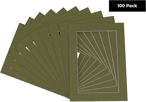 11x14 Mat for 8.5x11 Photo - Precut Dill Green Picture Matboard for Frames Measuring 11 x 14 Inches - Bevel Cut Matte to Display Art Measuring 8.5 x 11 Inches - Acid Free Pack of 100 MATS