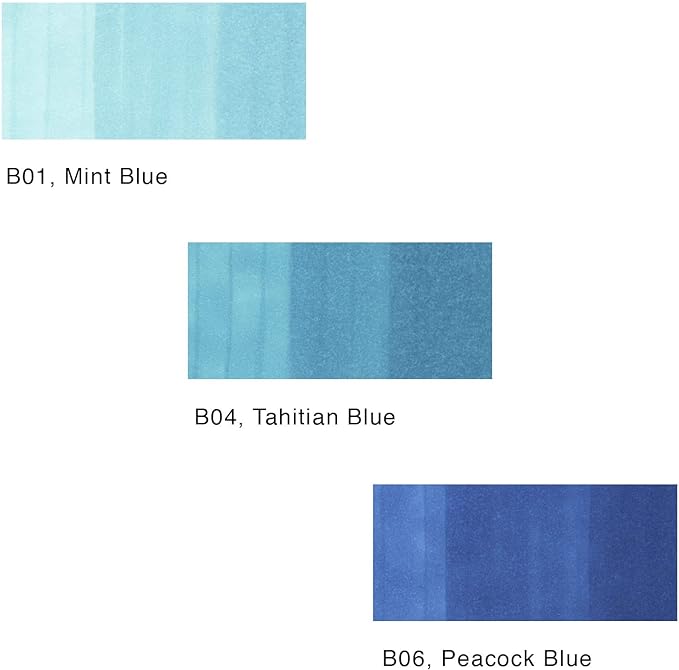 Copic Sketch, Alcohol-based Markers, 3pc Set, Color Fusion #6, Blue