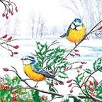 20-ct 13x13 Christmas Paper Decoupage Napkins, 3-Ply Servilletas Tissue Napkin for Dinner and Parties, Disposable Napkins (Winter Tits)