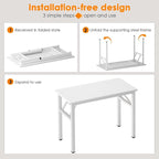 Need 39.4 inch Computer Desk for Small Space Small Folding Table Small Writing Desk Compact Desk Foldable Desk with BIFMA Certification, No Install Needed, White AC5-10060-DW