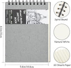 8.3x5.8 Sketch Book, Top Spiral Bound Sketch Pad, 60sheets 92lb/150gsm Nature White Paper, Acid-Free Mixed Media Paper for Painting, Dawing & Art Supplies. N-Grey