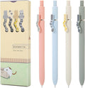 FIOVER Cat Pens,4Pcs 0.5mm Quick Dry Black Ink Fine Point Smooth Writing Pens, High-End Series Ballpoint for Journaling Note Taking, Cat Lover Gifts for Women