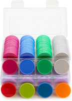 Set of 100 Opaque Plastic Learning Counters Mini Poker Chips Game Tokens with Storage Box (RoyalBlue, 1.26 Inch)