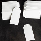 200PCS Paper Gift Tags with String, 3.7"x1.8"Blank Hangtags for DIY Arts and Crafts Wedding Holiday Present (White)
