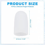 PATIKIL Gel Finger Cots 1.8"x0.67", 14 Pcs Silicone Finger Protector Support Finger Sleeve Cushions Thumb Protector Covers Fingertip Caps Gloves for Finger Cracking, White