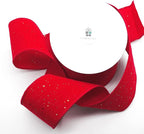 CT CRAFT LLC Red Velvet with Confetti Glitter Wired Ribbon 2.5 Inch x 10 Yards for Christmas Home Decor Tree Topper Bow Gift Wrapping DIY Crafts Wreath Garland
