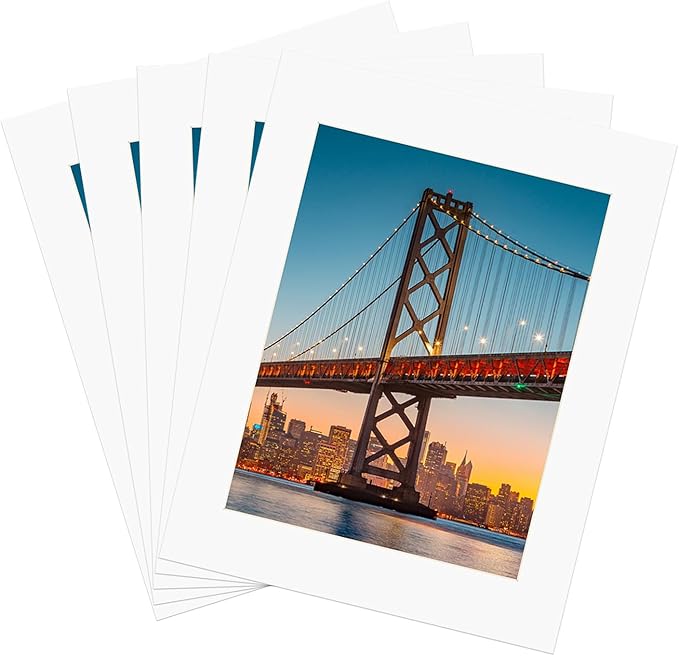 ZBEIVAN 11x14 White Picture Mats with Core Bevel Cut Frame Mattes for 8.5x11 Pictures - Pack of 5