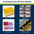 Akro-Mils 24-Drawer Plastic Drawer Storage Cabinet for Garage Organization, Bead Organizer, Building Bricks Storage, Teacher Toolbox, Makeup Organizer, 20-Inch W x 6-Inch D x 16-Inch H, 10124 Black