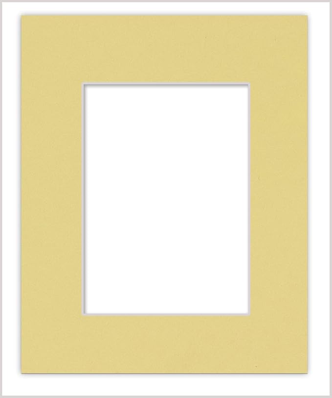 6x8 Mat for 8x10 Frame - Precut Mat Board Acid-Free Soft Yellow 6x8 Photo Matte Made to Fit a 8x10 Picture Frame, Premium Matboard for Family Photos, Show Kits, Art, Picture Framing, Pack of 1 Mat