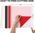 HTVRONT HTV Vinyl Rolls Black White and Red Heat Transfer Vinyl, 12" x 8 FT Black White and Red Iron on Vinyl for Shirt, Easy to Cut & Weed for Heat Vinyl Design