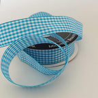 Micomon 1-Inch Vivid Blue and White Woven Edge Plaid Ribbon Polyester Gingham Ribbon 25 Yards Each Roll (1",Vivid Blue)