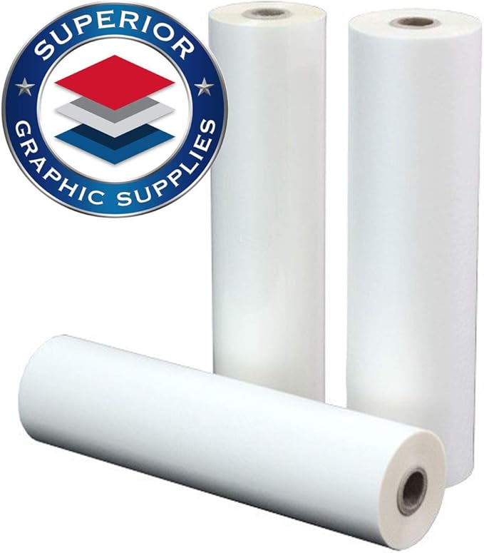 Superior Graphic Supplies PET Laminating Film Roll Premium Quality 18 Inches X 250 Feet - 1 Inch Core, 3 Mil / 0.003" Inches Thick, Clear Gloss, 1 Roll Pack