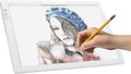 Rechargeable A4 LED Light Pad w/Built-in Riser Stands, 6 Levels of Brightness, Type-c Charging Port, Evenly Illuminated Light Box for Tracing, and Diamond Painting- (White)
