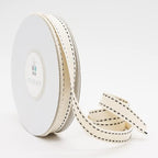 CT CRAFT LLC Ivory Cotton Black Stitched Ribbon 3/8" x 10 Yards for Home Décor Gift Present Wrapping DIY Crafts Birthday Wedding Bouquet Christmas