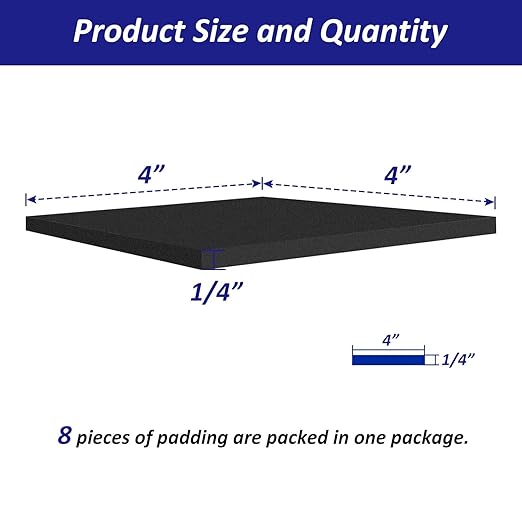 Foam Padding Sheets with Adhesive Backing - Self Stick Neoprene Insulation Foam,8PCS 1/4 Inch Thick X 4 Inch Long X 4 Inch Wide - Closed Cell Foam Sheet Square Pad
