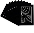 Pack of 25 Acid Free 8x10 Mats Bevel Cut for 5.5x8.5 Photos - Black Suede Precut Matboards For Pictures, Photos, Framing - 4-ply Thickness