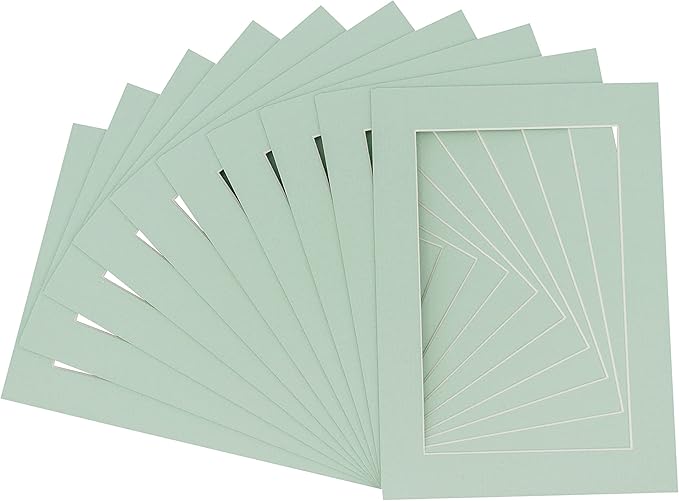 11x14 Mat for 8.5x11 Photo - Precut Honeydew Green Picture Matboard for Frames 11 x 14 Inches - Bevel Cut to Display Art 8.5 x 11 Inches - Acid Free Pack of 25 MATS with Backing Boards & Clear Bags