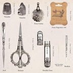 Vintage Embroidery Scissors Kit, Victorian Needlework Gift Set with Antique Shear, Thread Cutter, Thimbles, Needles, Awl, Bodkin, Winding Board for Sewing, Knitting, Cross Stitch, Quilting