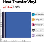 RENLITONG Navy Blue HTV Iron on Vinyl 12Inch by 10ft Roll Heat Transfer Vinyl for T-Shirt HTV Rolls for All Cutter Machine - Easy to Cut & Weed for Heat Transfer Design