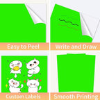Neon Green Sticker Paper Labels for Laser & Inkjet Printer, Fluorescent Green Printable Sticker Paper- Matte, Letter Size 8.5" x 11"