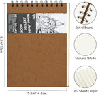 8.3x5.8 Sketch Book, Top Spiral Bound Sketch Pad, 60sheets 92lb/150gsm Nature White Paper, Acid-Free Mixed Media Paper for Painting, Dawing & Art Supplies.N-Coffee