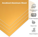 PATIKIL 3.3x2.1x1/32inch Anodized Aluminum Sheet, 10Pcs Metal Rectangle Aluminum Plate 0.8mm Thick Engraving Blanks for Laser Engraving DIY Decorative Crafting Home Decoration, Yellow