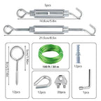100 Ft Turnbuckles for Cables Wire, 3/16" Green PVC Coated Wire Rope Kit, Multi-use Steel Cable for Grape Vines/Clothes Line Outdoors for T Post/String Light Hanging/Garden Wire