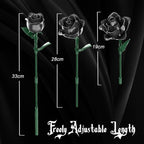 Black Roses Flower Building Set-12Pack, Compatible with Lego Bouquet for Adults,Gothic Horror Flowers Botanical, Gift for Halloween & Valentines Compatible with Lego Roses(585pcs)