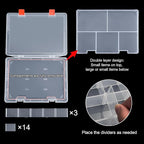 DUOFIRE Two Layers Compartment Organizer Box Plastic Organizer Box Plastic Jewelry Organizer Box Craft Storage Containers Storage Box for Accessories, Cosmetic, Toy, Jewelry Beads, Tapes (5+18 Grids)