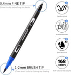 Dual Tip Markers, Double Brush Art Markers Set with Fine Tip and Brush Tip for Adult Coloring Book, Hand Lettering, Calligraphy & Drawing, Art Supplies Kit for Kids and Adults (168 Colors)