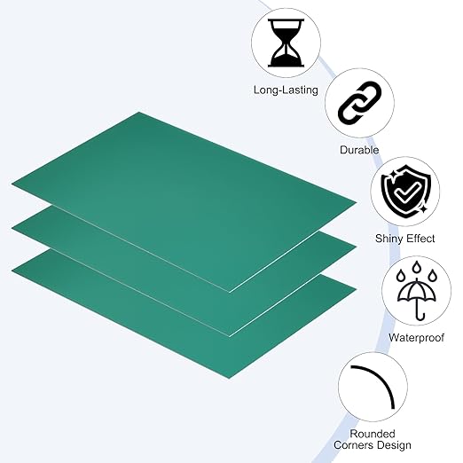 PATIKIL 6x10 Inch Anodized Aluminum Sheet Metal, 5Pcs Laser Plates Engraving Blanks 0.5MM Thin Rectangle for Crafting DIY House Laser Engraving, Green