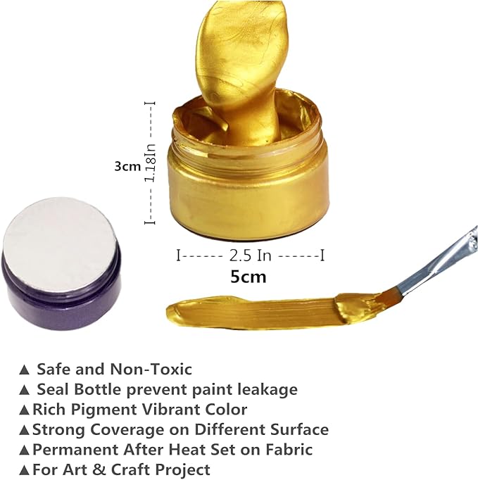 Shimmer Metallic Acrylic Paint Metallic Chalk Paste 1.7oz/50ml Orange, Ideal for Wood/T-Shirts/Glass/Stone, DIY Crafts Projects Glitter Pearlescent Golden Pigment Suitable for Beginners Artists
