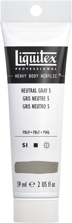 Liquitex Professional Heavy Body Acrylic Paint, 2-oz (59ml) Tube, Neutral Gray Value 5/Mixing Gray