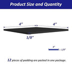 Foam Padding Sheets with Adhesive Backing - Self Stick Neoprene Insulation Foam,12PCS 1/8 Inch Thick X 4 Inch Long X 4 Inch Wide - Closed Cell Foam Sheet Square Pad