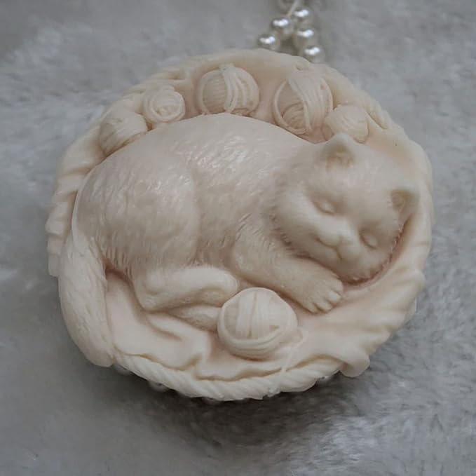 Cat in Bowl Silicone Wave Spiral Candle Mold - Silicone Resin Casting Molds for Candle & Resin & Soap Craft Supplies