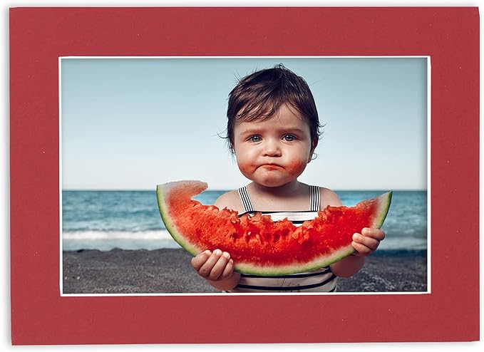 8x10 Mat for 6x8 Photo - Precut Deep Red Picture Matboard for Frames Measuring 8 x 10 Inches - Bevel Cut Matte to Display Art Measuring 6 x 8 Inches - Acid Free Pack of Ten MATS