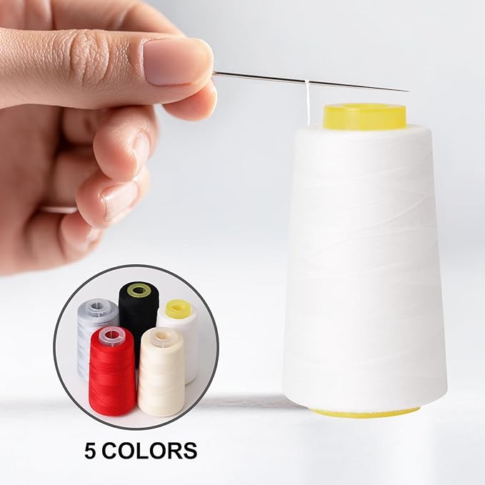 Sewing Thread Cone Set, 2 Pack Serger Thread, 3000 Yards Each, All Purpose Thread for Sewing, Quilting, Machines, Overlock, Merrow & Hand Embroidery (Grey*2)