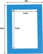 8x10 Mat for 6x8 Photo - Precut Bay Blue Picture Matboard for Frames Measuring 8 x 10 Inches - Bevel Cut Matte to Display Art Measuring 6 x 8 Inches - Acid Free ONE MAT with Backing Board & Clear Bag