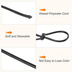 MECCANIXITY Waxed Cord 2mm Waxed Polyester Cord 98 Yard Wax String for Bracelet Making, Necklaces, Beading, Jewelry Making and DIY Crafts(Black)