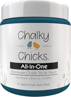 Chalky Chicks All-in-One Chalk Paint for Furniture or Cabinet - 16 Fl Oz - Matte Finish Twilight (Teal Blue) for Metal, Wood Furniture Paint - No Sanding All-in-One for Home Decor & Crafts, USA Made
