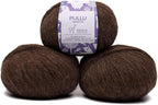 Pullu - Baby Alpaca Merino Wool Yarn Set of 3 Skeins (150 Grams) Worsted Weight - Sourced Directly from Peru - Heavenly Soft and Perfect for Knitting and Crocheting (Mocha)