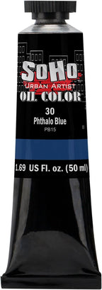 Soho Urban Artist Oil Paint - Phthalo Blue, 50 ml Tube - Best Valued Oil Colors for Painting, Excellent Pigment Load