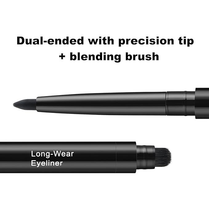 Smudge Proof Eyeliner, Waterproof Retractable Eye liner with Brush, Matte and Shimmer Eyeliner Pencil, Creamy Texture, Long lasting & Smooth(46 Platinum Shimmer)