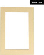 8x10 Mat Bevel Cut for 5.5x8.5 Photos - Acid Free Tan Precut Matboard With Backing Board and Crystal Clear, Self Seal Photo Mat Bag - For Pictures, Photos, Framing - 4-ply Thickness