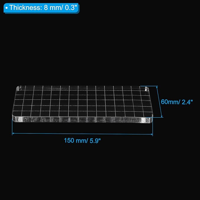 PATIKIL Acrylic Stamp Block, 3 Pack Stamping Block Rectangular Shape with Lines Decorative Mounting Blocks Set for Scrapbooking DIY Crafts Card Making, 5.9x2.4
