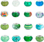 LAIDANLA Green Mix Large Hole Beads, 100pcs 15mm x 5mm Round Resin, Plastic, Acrylic Loose Beads for Jewelry Making, Bracelet, Necklace, Earrings, Keychain, DIY Gifts